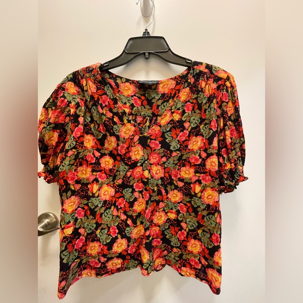 Cynthia Rowley Multicolor Floral SS Blouse XL